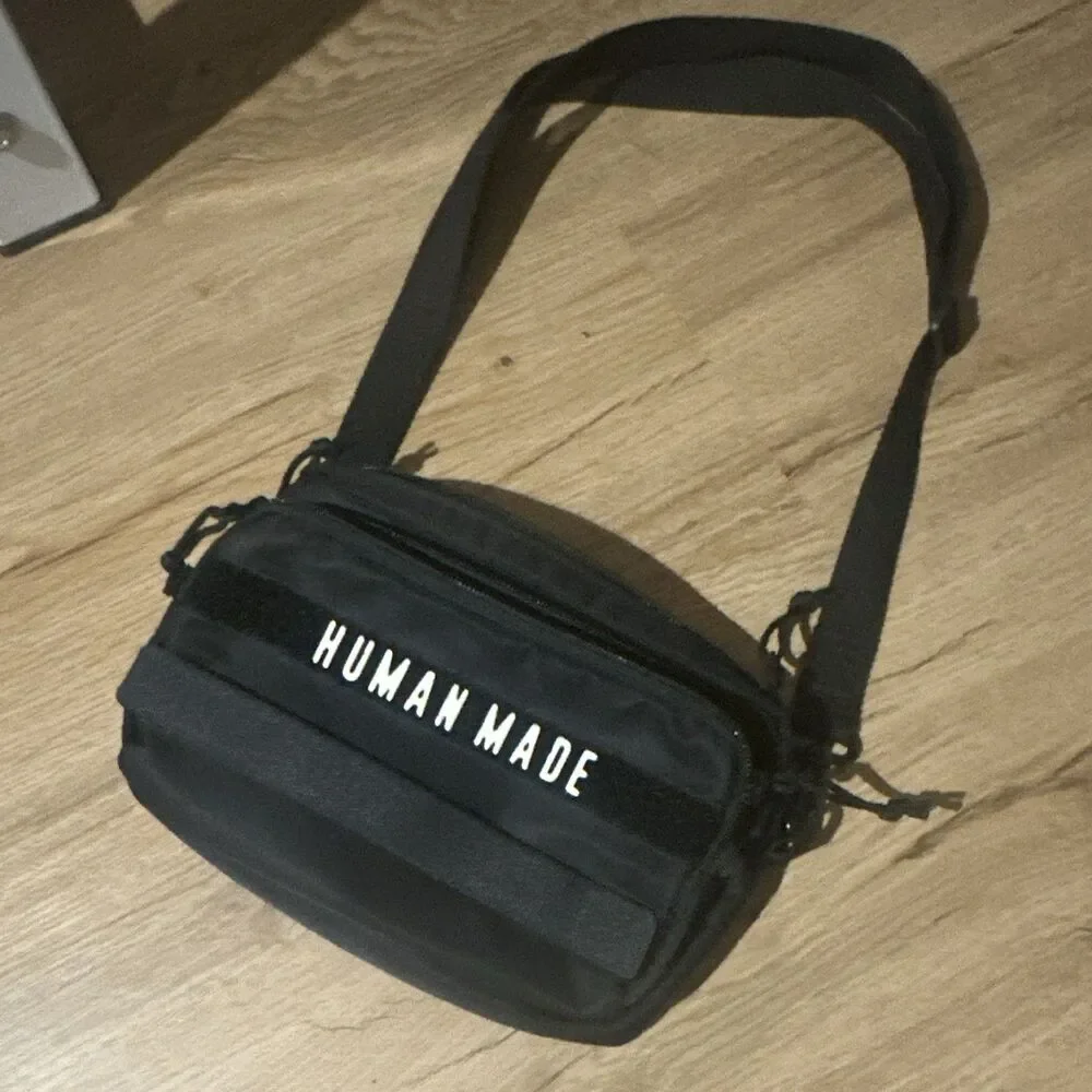 Human Made Japanese Crossbody Bag Sling Style Black many Pockets